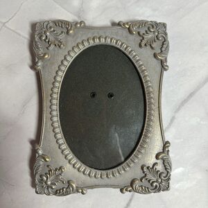 Vintage Pewter Ornate Photo Frame Oval Tabletop Small Classic